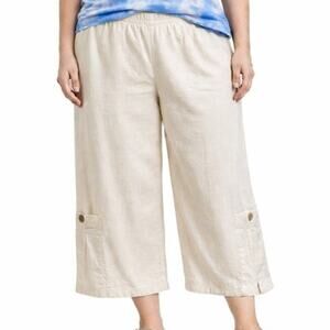HABITAT Womens Pants Size S White Cropped Lightweight Pockets Pull On Casual